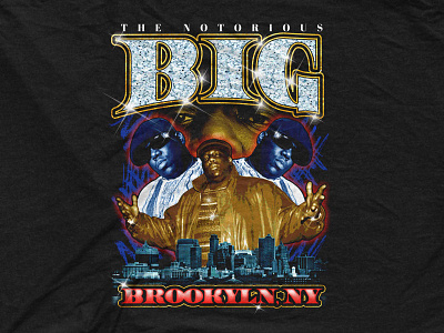 Notorious BIG - Biggie Skyline 90s bandmerch biggie smalls bootleg brooklyn collage notorious big rapper t shirt vintage