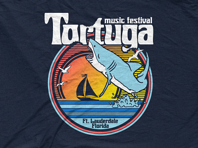 Tortuga - Party Shark beach drawing illustration merch ocean shark tourist tropical tshirt vintage