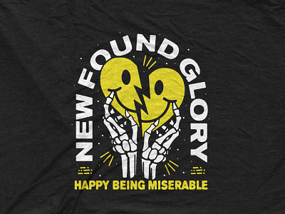 New Found Glory - Happy Being Miserable bandmerch heart hot topic illustration new found glory shirt design skeleton