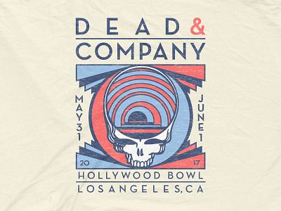 Dead Co - Hollywood Bowl bandmerch dead co deco grateful dead hippie hollywood bowl illustration retro shirt design vintage