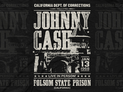 Johnny Cash - Folsom State Prison Poster country folsom prison hatch hot topic johnn cash poster rock vintage