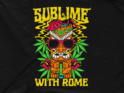 Sublime with Rome - Tiki VIP Poster bandmerch drink hawaiian illustration poster smoke sublie with rome tiki tropical weed