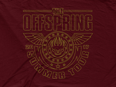 The Offspring - Summer Tour bandmerch emblem flame skull line art offspring skull summer tour wings