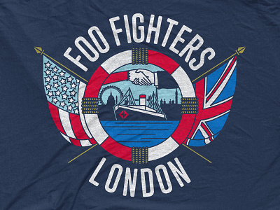 Foo Fighters - British Foo bandmerch boat british emblem foo fighters illustration logo london postcard