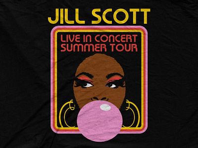 Jill Scott - Bubblegum 70s bandmerch groovy illustration jill scott retro shirt design stripes