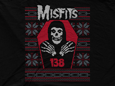 Misfits - Xmas Coffin christmas coffin crimson ghost misfits pattern skull sweater ugly sweater