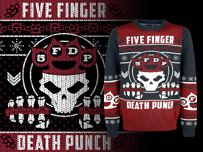 Five Finger Death Punch - Knuckle Holiday Sweater 5fdp apparel designer fashion five finger death punch holiday sweater knit sweater vector