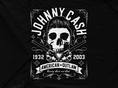 Johnny Cash - American Outlaw badge johnny cash label revolver skull vintage western whiskey