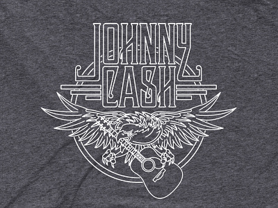Johnny Cash - Line Eagle bandmerch country eagle guitar illustration johnny cash line art music