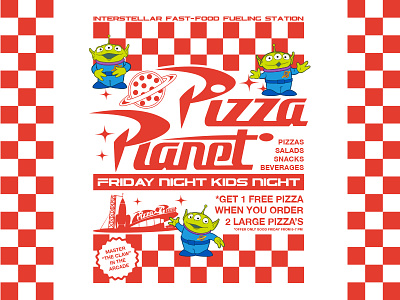 Toy Story - Pizza Planet Kids Night aliens apparel arcade disney fashion fast food pixar pizza toy story