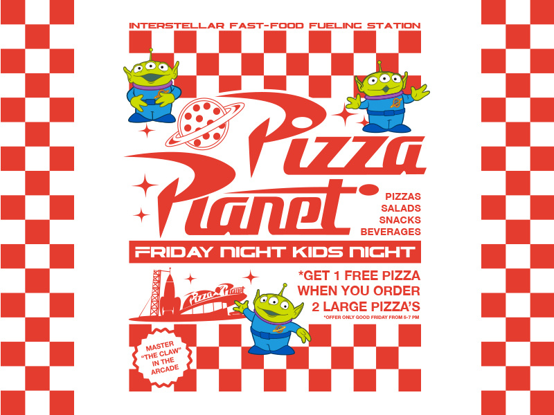 Toy Story - Pizza Planet Kids Night fashion apparel fast food arcade pizza aliens pixar disney toy story
