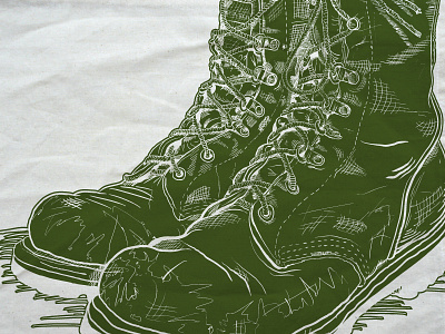 Boots Illustration boots drawing green hatching illustration shoes sketch