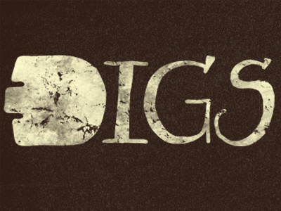 Digs brown custom dirt earth ground handmade illustration lettering shovel wordmark