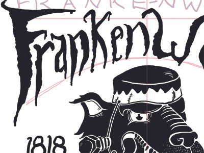 Frankenwolf WIP costume frankenstein halloween horror illustration lettering monster mash monsters ball werewolf wolf wolfman