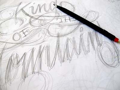 King of the Mountains cycling lettering script sketch wip