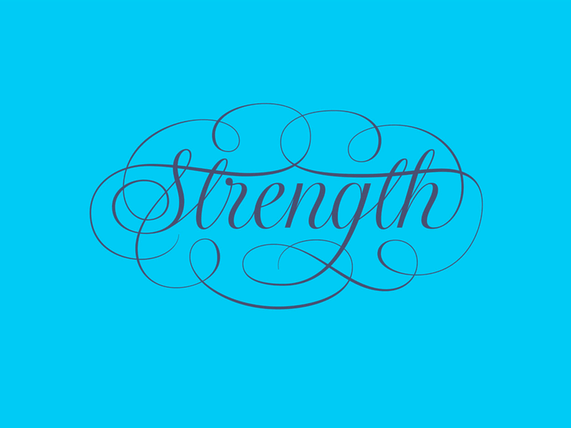 Strength lettering script typography