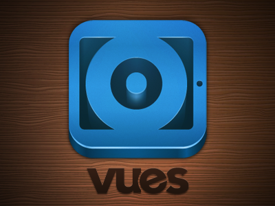 Vues Icon analytics blue bullseye deep eye icon inset ios icon iphone icon metal reflection textured wood