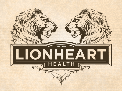 Lionheart Health Logo animals crest lions logo