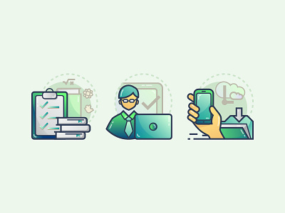 Digital Education Icon Illustrations