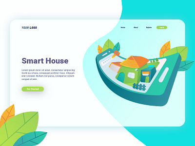 Smart House Landing Page character design house illustration interface landingpage smart smartphone ui uiux user web