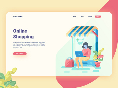 Online Shopping Landing Page character design icon illustration interface landingpage online sale shopping ui uiux user web