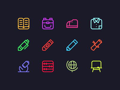 Neon Icons for School