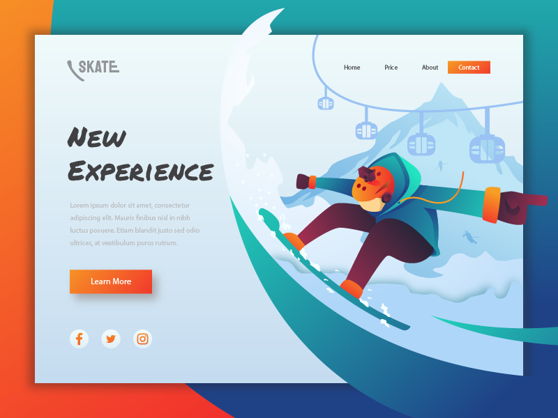 Skate - Landing Page ice skate sport uiux vector landingpage character user ui interface web design illustration