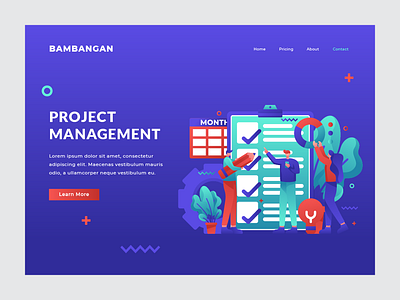 Project Management - Landing Page business character design illustration interface landingpage management project team ui uiux user vector web