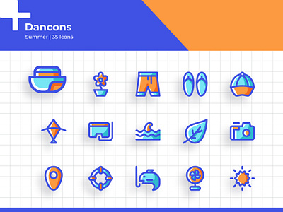 Summer Icon Set - Dancons app branding design icon iconography iconset illustration interface line summer ui uiux user vacation web