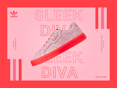 Sleekerhead (Adidas) - Landing concept adidas originals clean concept grid homepage interface landing landing page minimal modern pink red shoes simple sneaker sneakers typography ui ux web website