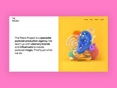 The Peers Project | Homepage 3d branding bright illustration interface landing landing page minimal podcast typography ui ux vibrant colors web web design website websites