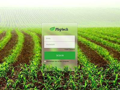 Phytech Login field in leaf login password sign