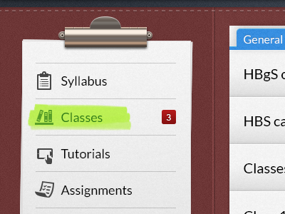 Student's assistant App binder classes clip marker menu notification side student