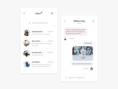 Direct Message app 013 app challenge dailyui direct interface message minimal ui user