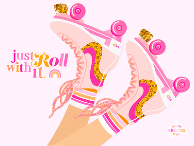Just Roll with It Skates Illustration aesthetic colorful colorful illustration cute glitter illustration leopard print pink procreate procreate app procreate illustration retro retro aesthetic retro illustration roller skates skates skates illustration