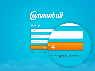 Cannonball signup page button cannonball form signup ui web