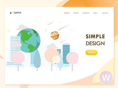 Planets city landing page design graphic illustration ui web