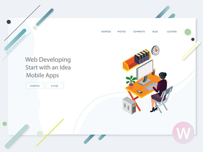 business landing page design graphic illustration infographic ui web