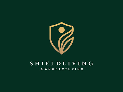 Shield Living Logo brand brandidentity branding clothing decor design gold home icon identity illustration living logo luxury manufacturing modern nature shield ui vector