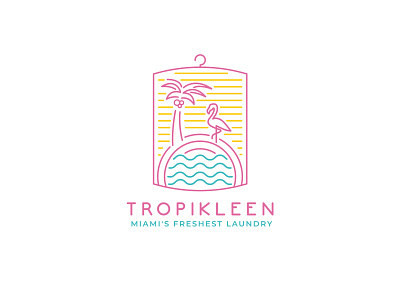 Tropikleen Logo beach birght brand brandidentity branding clean design fresh fun icon laundry logo miami minimalist modern pictoral retro retro style ui vintage