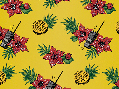 Stanger Things Hawaiian Fan Print (Yellow)