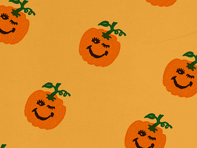 Pumpkin Pattern 60s 70s camp halloween illustration retro spooky stoner surf vintage