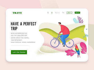 TRAVE animation app art blue branding character clean design icon illustration logo type typography ui ux web website