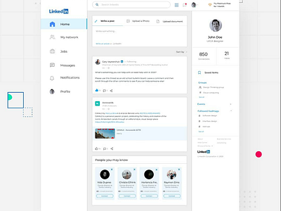 LinkedIn Redesign Concept inspiration interaction design linkedin redesign ui user experience user interface ux web development websiteredesign
