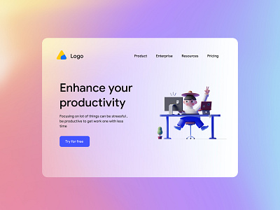 Productivity Landing Page - Glassmorphism