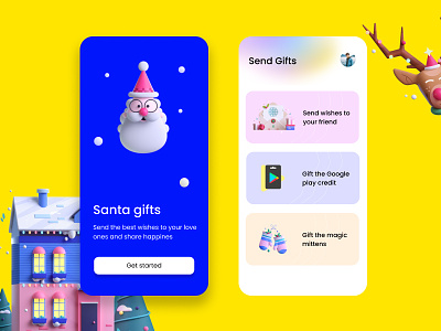 Santa App 2021 app application christmas gifts glassmorphism holiday mobileapp newyear santa santaappdesign santaclaus ui userinterface ux