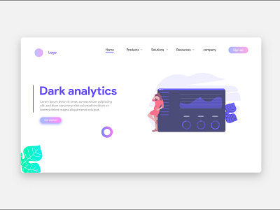 Dark Anaytics Landing Page Ui Design