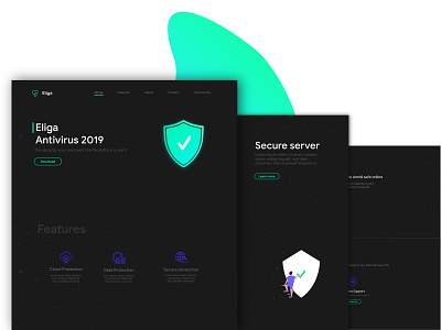 Antivirus website Dark UI design antivirus art branding darktheme design dribbleshots graphics illustration inspiration landing page shots2019 trend2019 ui ux vector webdesign webdesigner webdevelopment webgradient webui