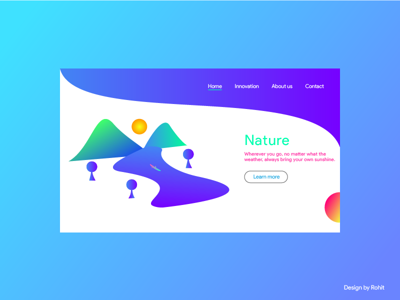 Nature Landing page UI Design nature nature illustration awesome dribble invites shots trend2019 webdesigner vector landing page branding webgradient illustration design art webdesign webui ux ui graphics inspiration