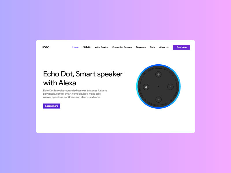 Amazon Echo Dot Landing page gradients trend2019 illustration webgradient interface inspiration amazon echo dot graphics interactiondesign prototype vector adobe illustrator design web development webdesign ux ui user experience user interface landingpage